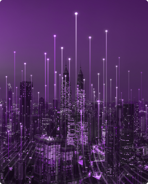A very big city in purple colour