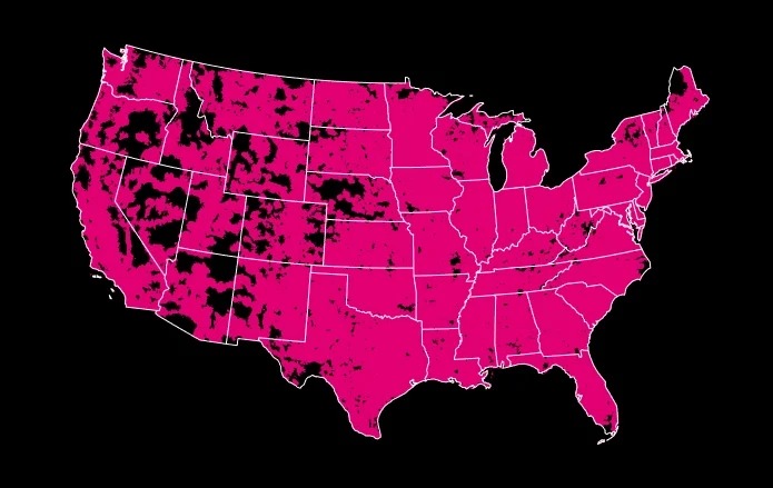 T-Mobile Excellent 5G Coverage Map across the United States